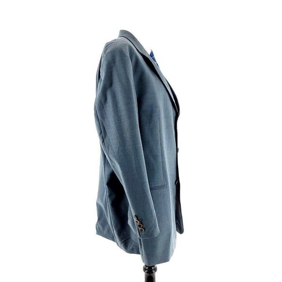 Hugo Boss Einstein Wool 3 Button Blazer 48L Gray Blue Basket Weave - Picture 7 of 14